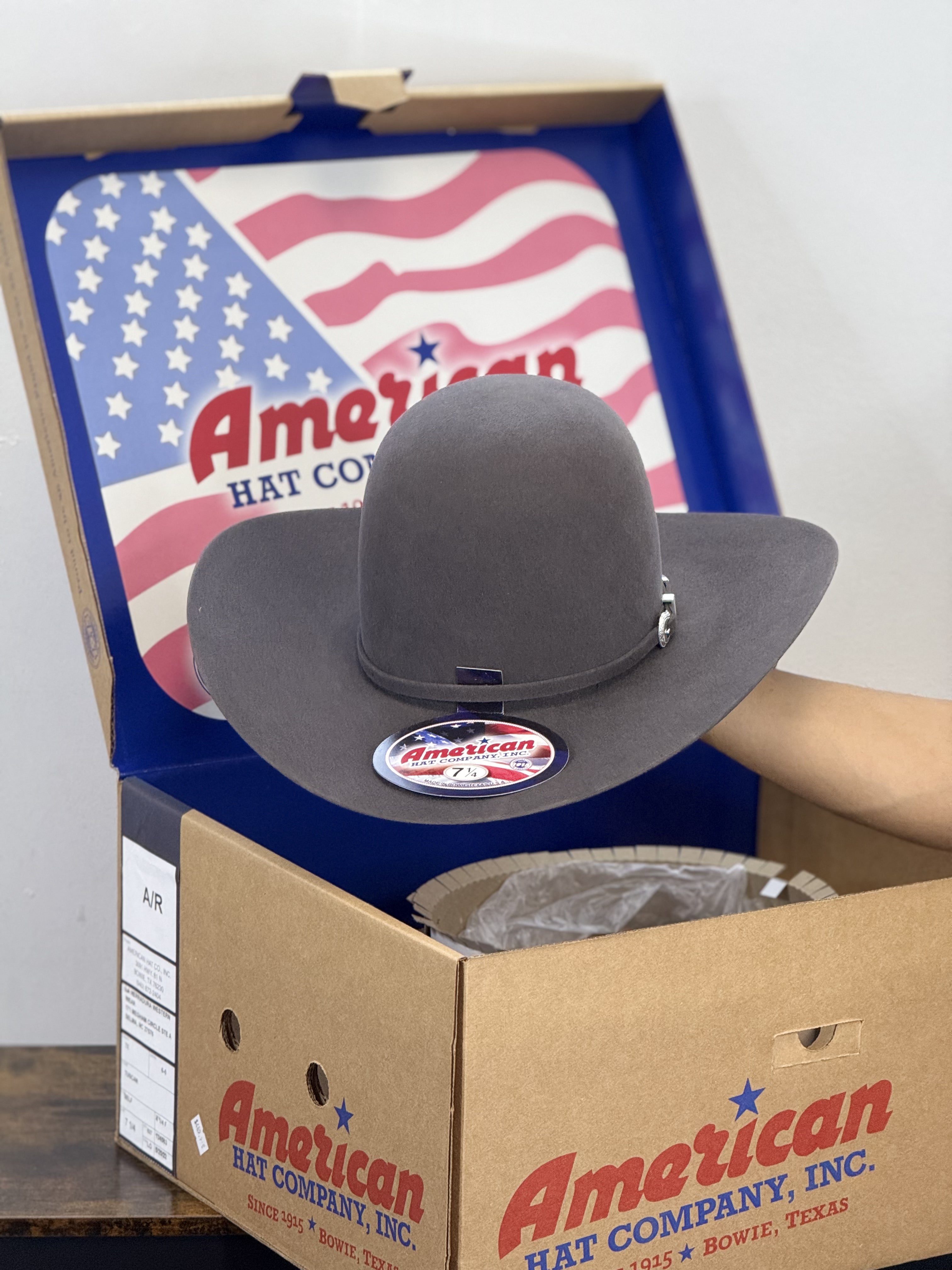 7X AMERICAN HAT OPEN CROWN STEEL