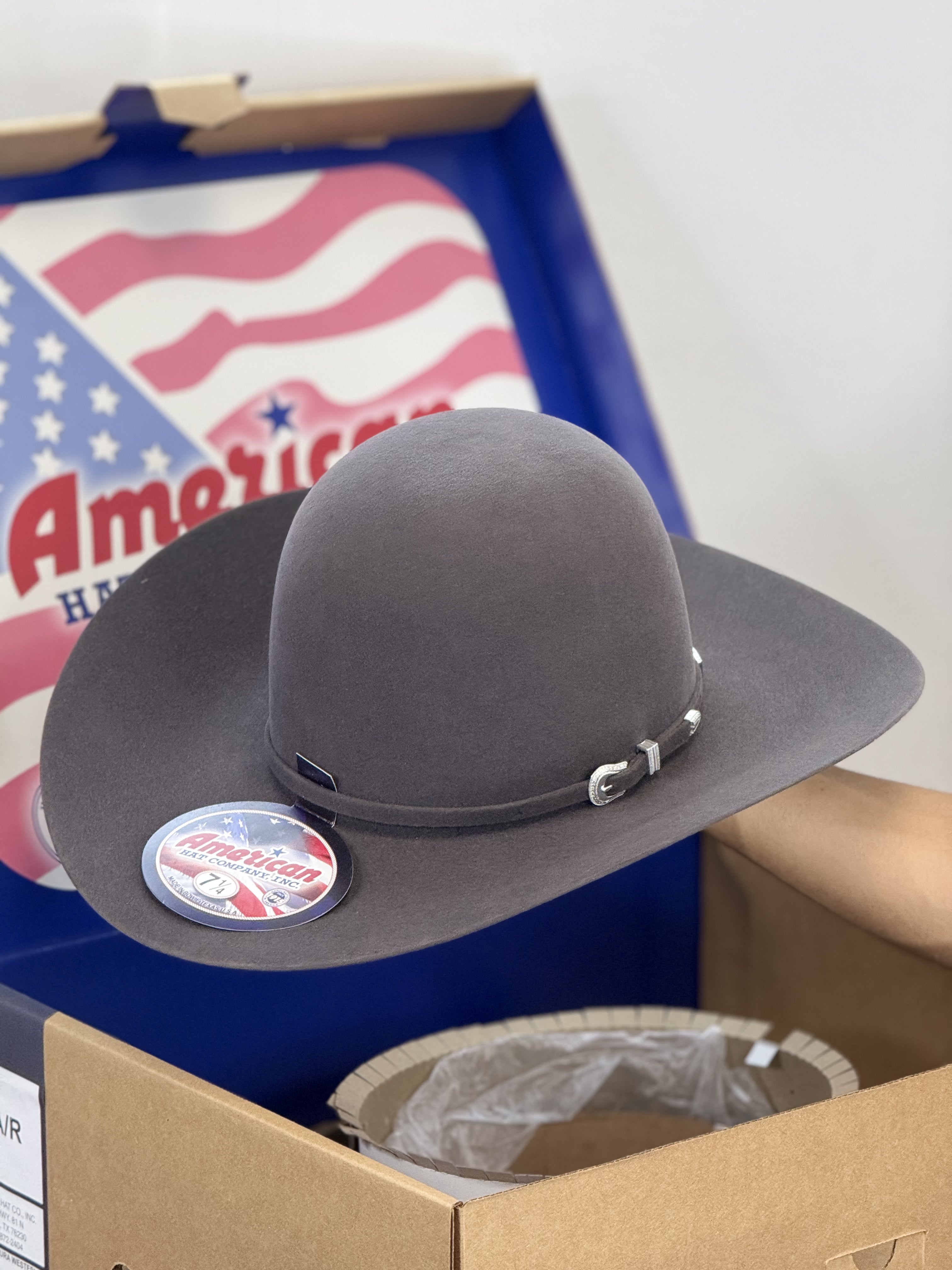 7X AMERICAN HAT OPEN CROWN STEEL