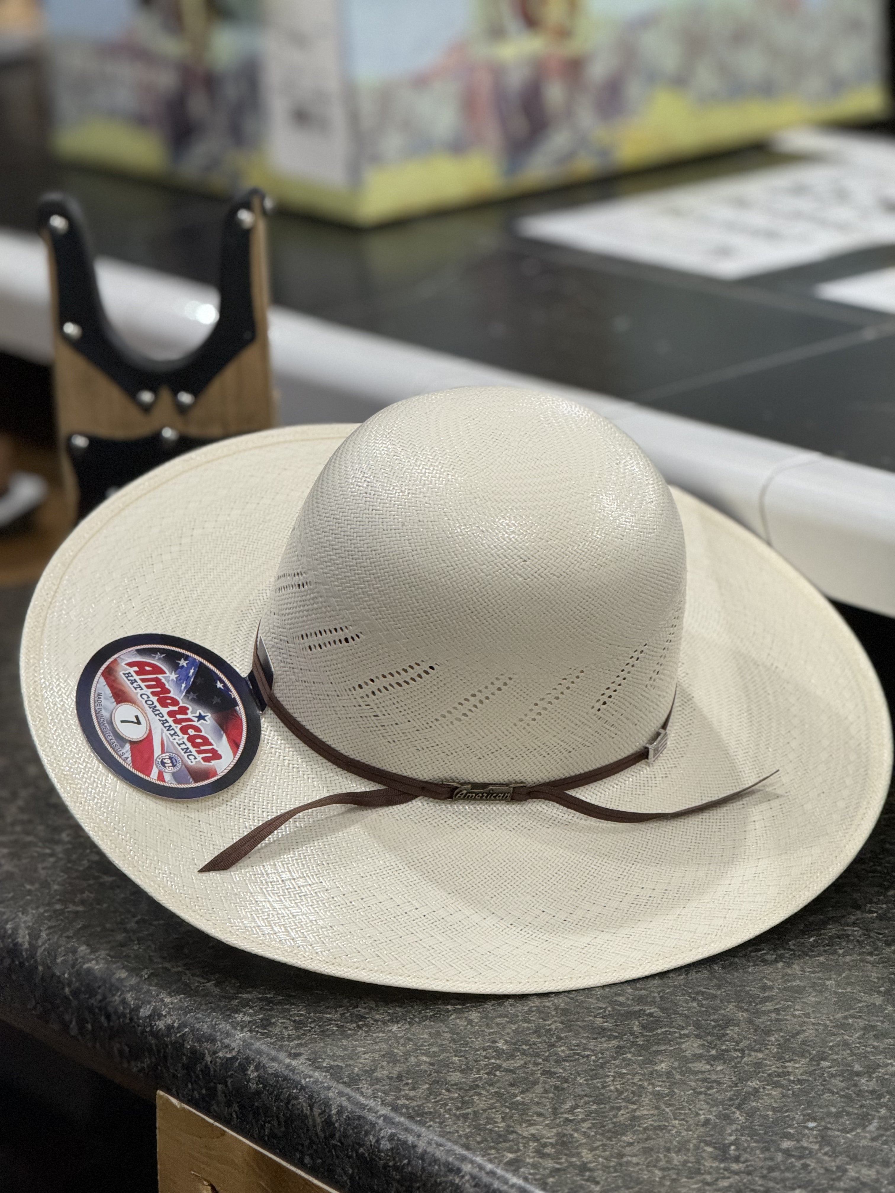 AMERICAN HAT OPEN CROWN STRAW HAT STYLE 7900