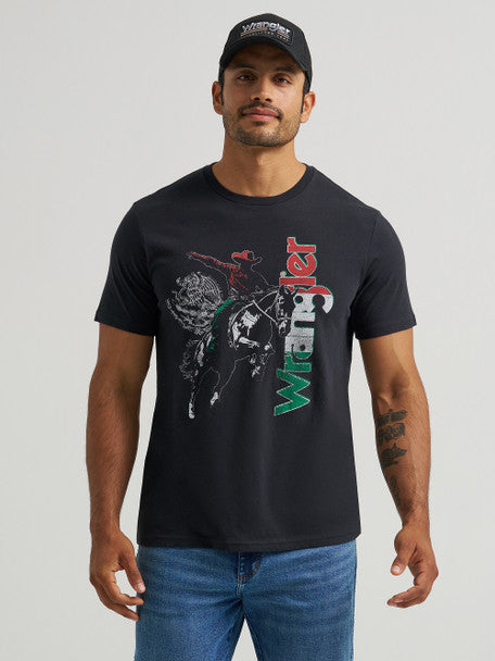 WRANGLER MENS TEE BLACK BRONCO RIDER MX COLORS 112372809
