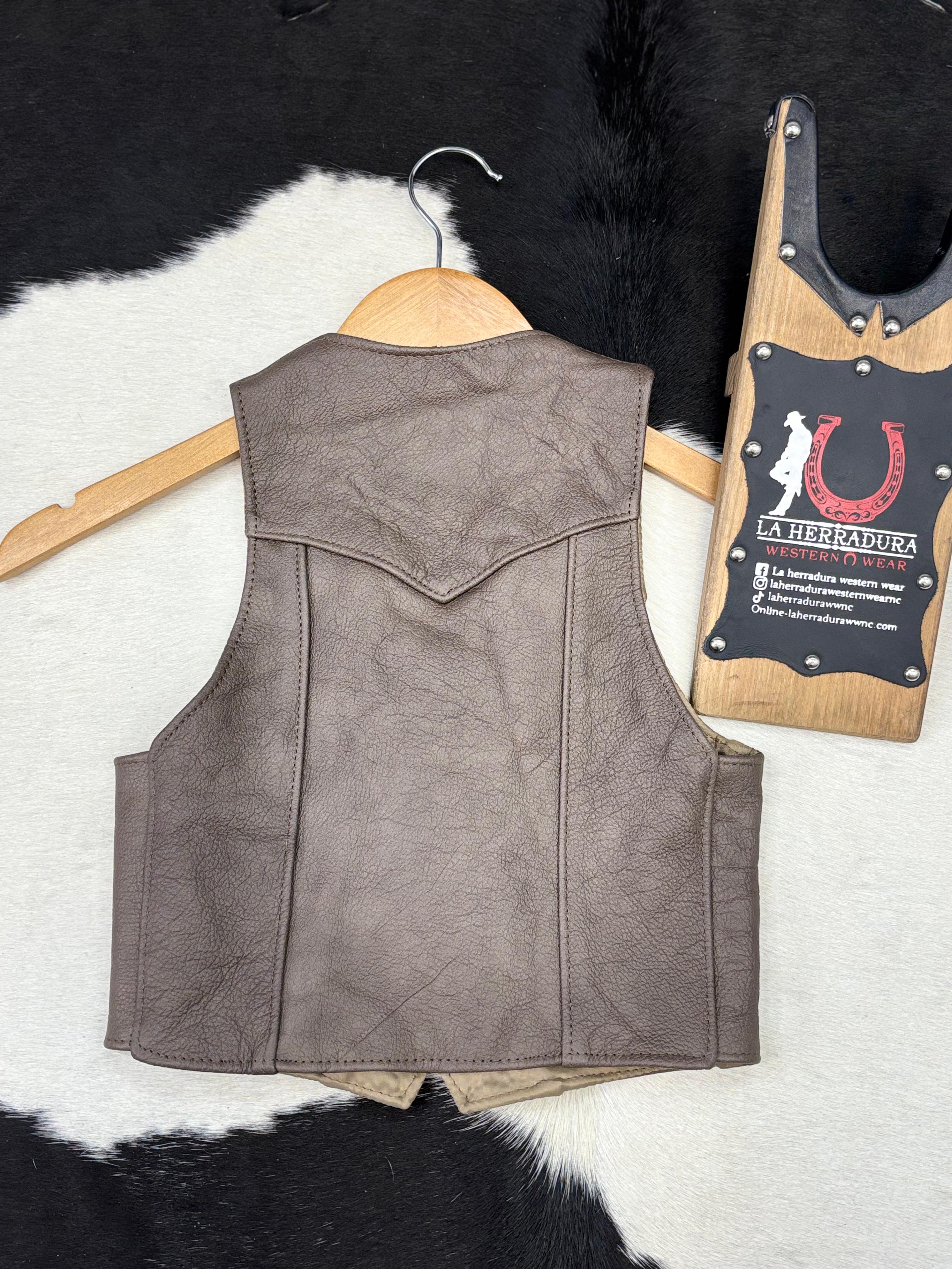 BULL GENUINE LEATHER KIDS VEST BROWN