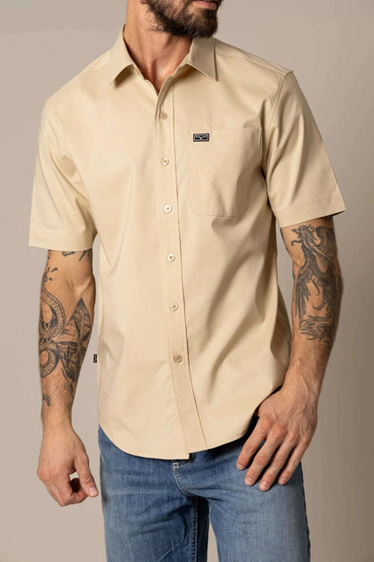 CAMISETA DE MANGA CORTA KIMES RANCH LINVILLE PARA HOMBRE, COLOR BEIGE
