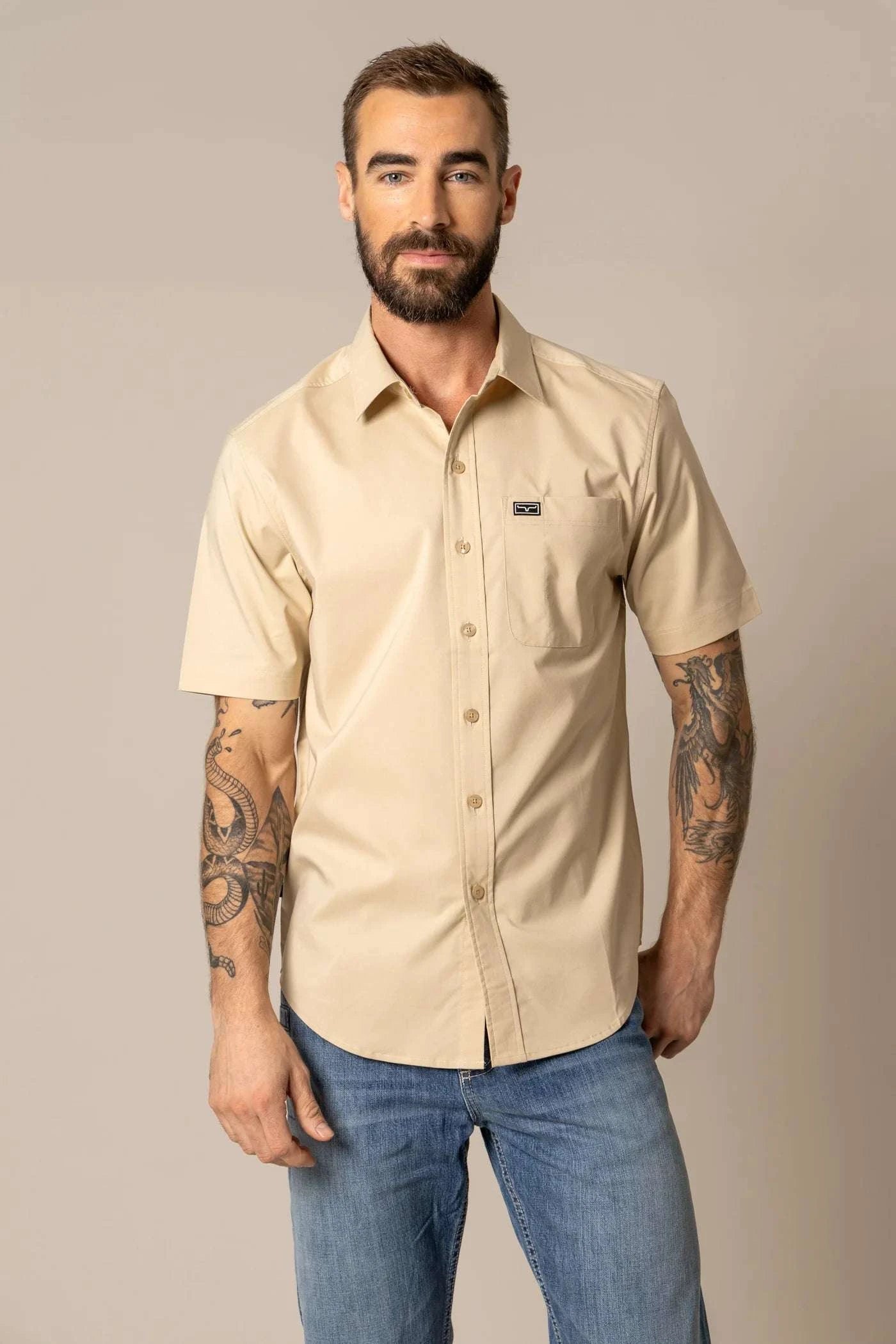 MENS KIMES RANCH LINVILLE SHORT SLEEVE TAN Laherradurawwnc.com