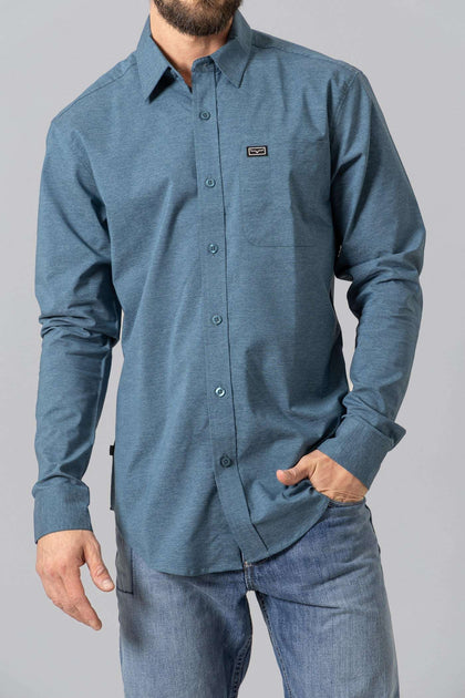 CAMISA DE MANGA LARGA KIMES RANCH LINVILLE AZUL PIZARRA PARA HOMBRE