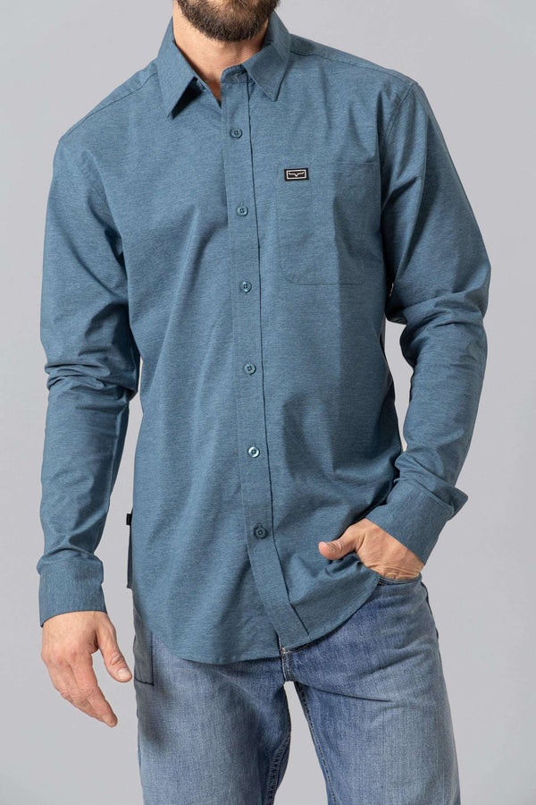 CAMISA DE MANGA LARGA KIMES RANCH LINVILLE AZUL PIZARRA PARA HOMBRE