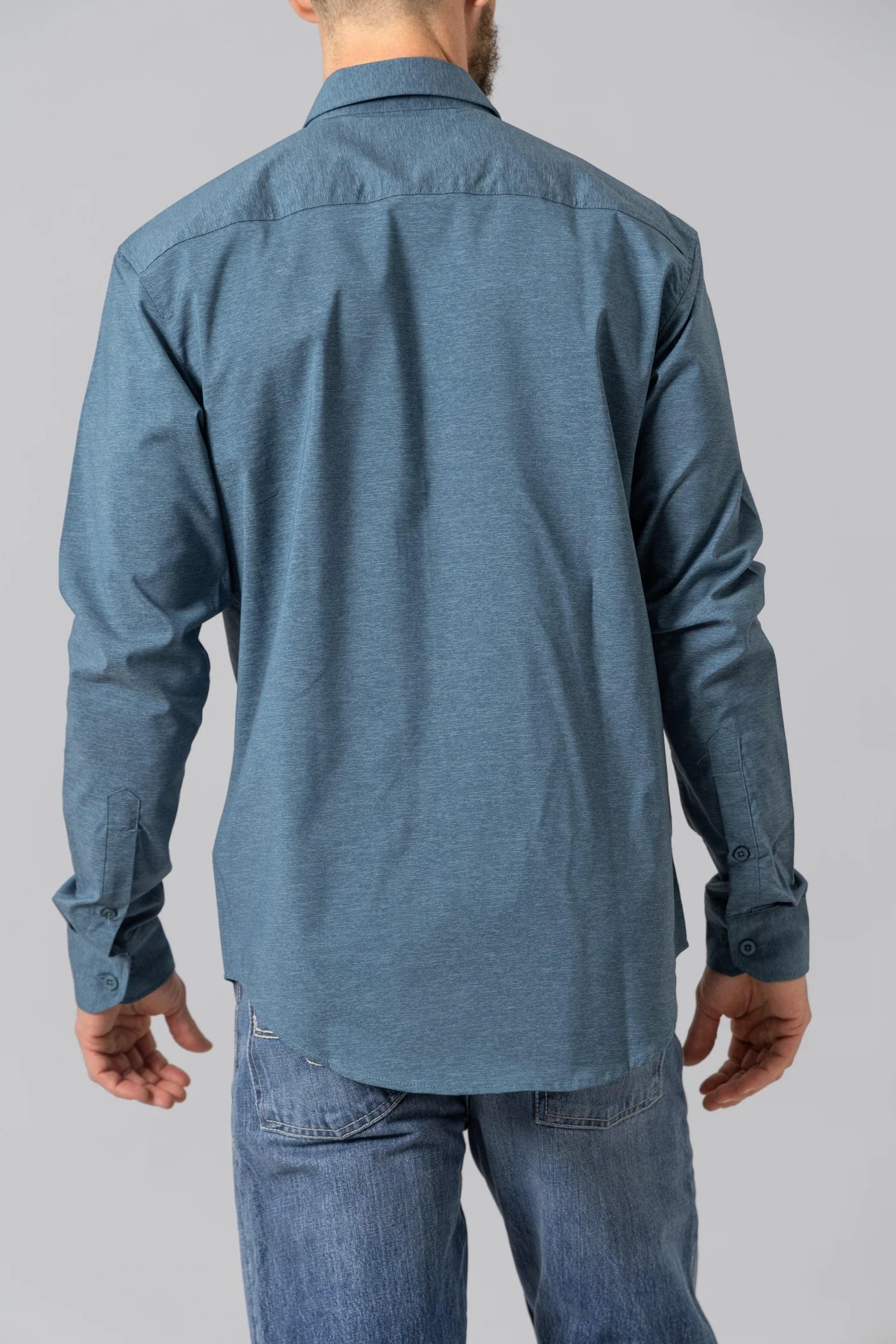 KIMES RANCH MEN LINVILLE LONG SLEEVE SLATE BLUE SHIRT