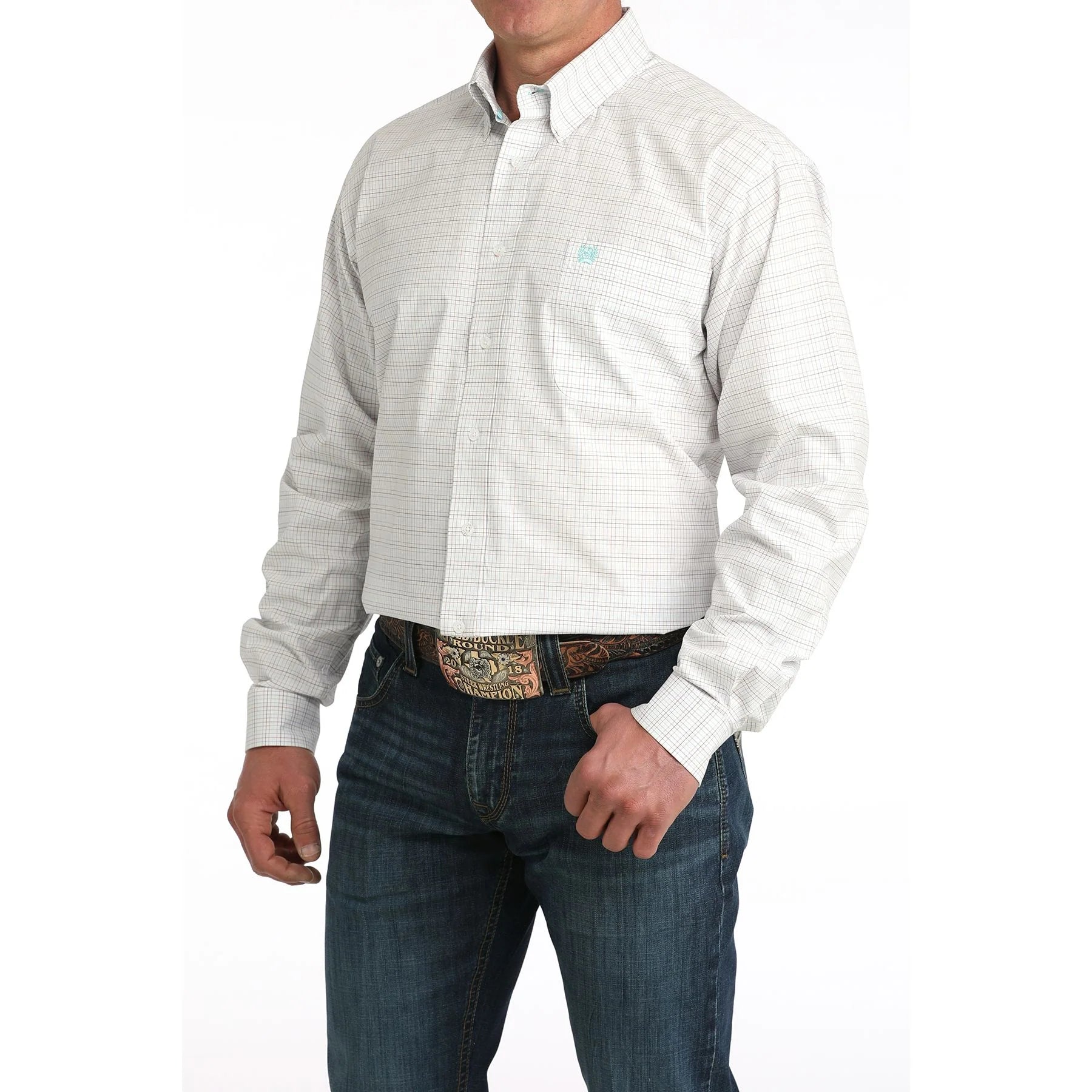 CINCH STRIPE WHITE LONG SLEEVE SHIRT-MTW1106056