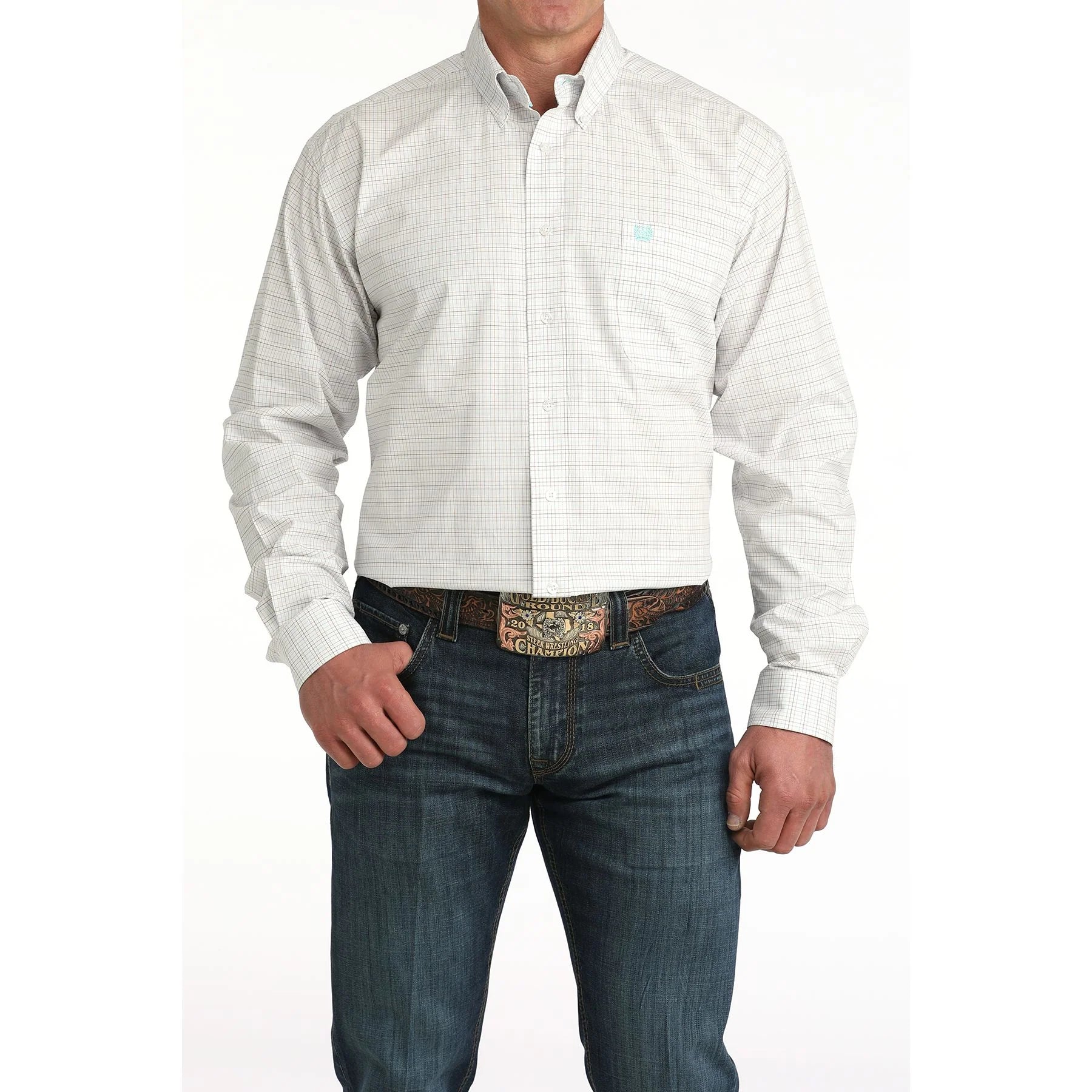 CINCH STRIPE WHITE LONG SLEEVE SHIRT-MTW1106056