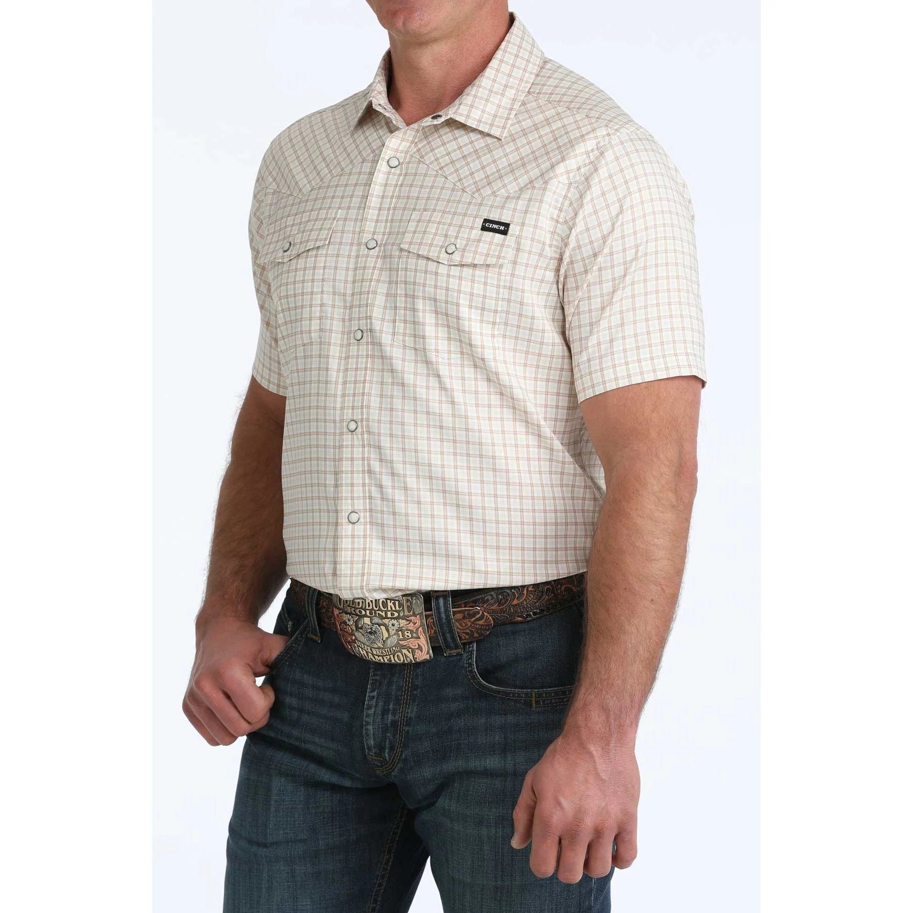 CINCH STRIPE YELLOW SHORT SLEEVE SHIRT-MTW1402012