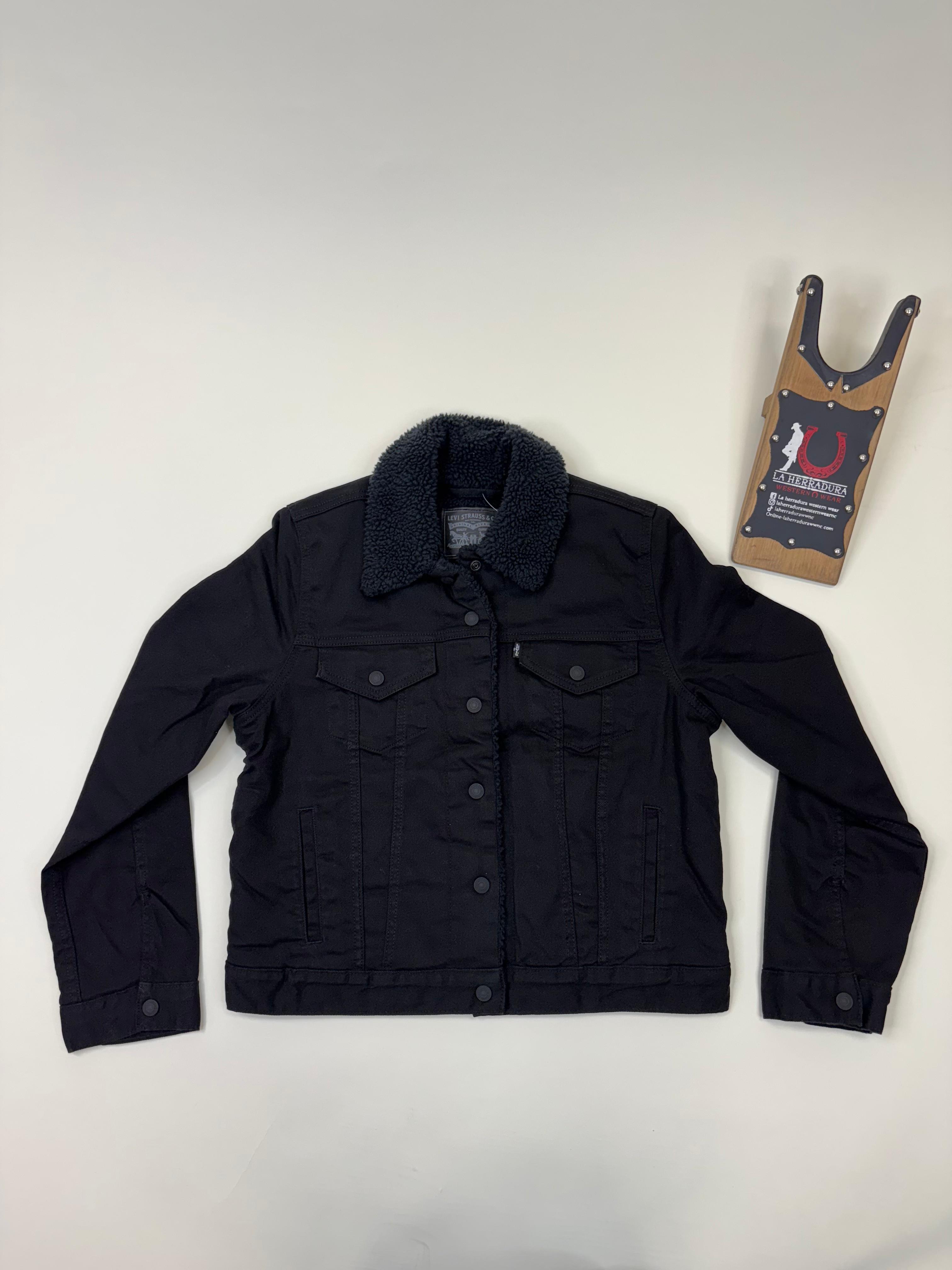 LEVI'S ORIGINAL SHERPA TRUCKER BLACK JACKET LADIES