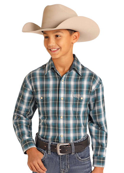 PANHANDLE KIDS LS TWLL PLAID  Teal PBN2S04832
