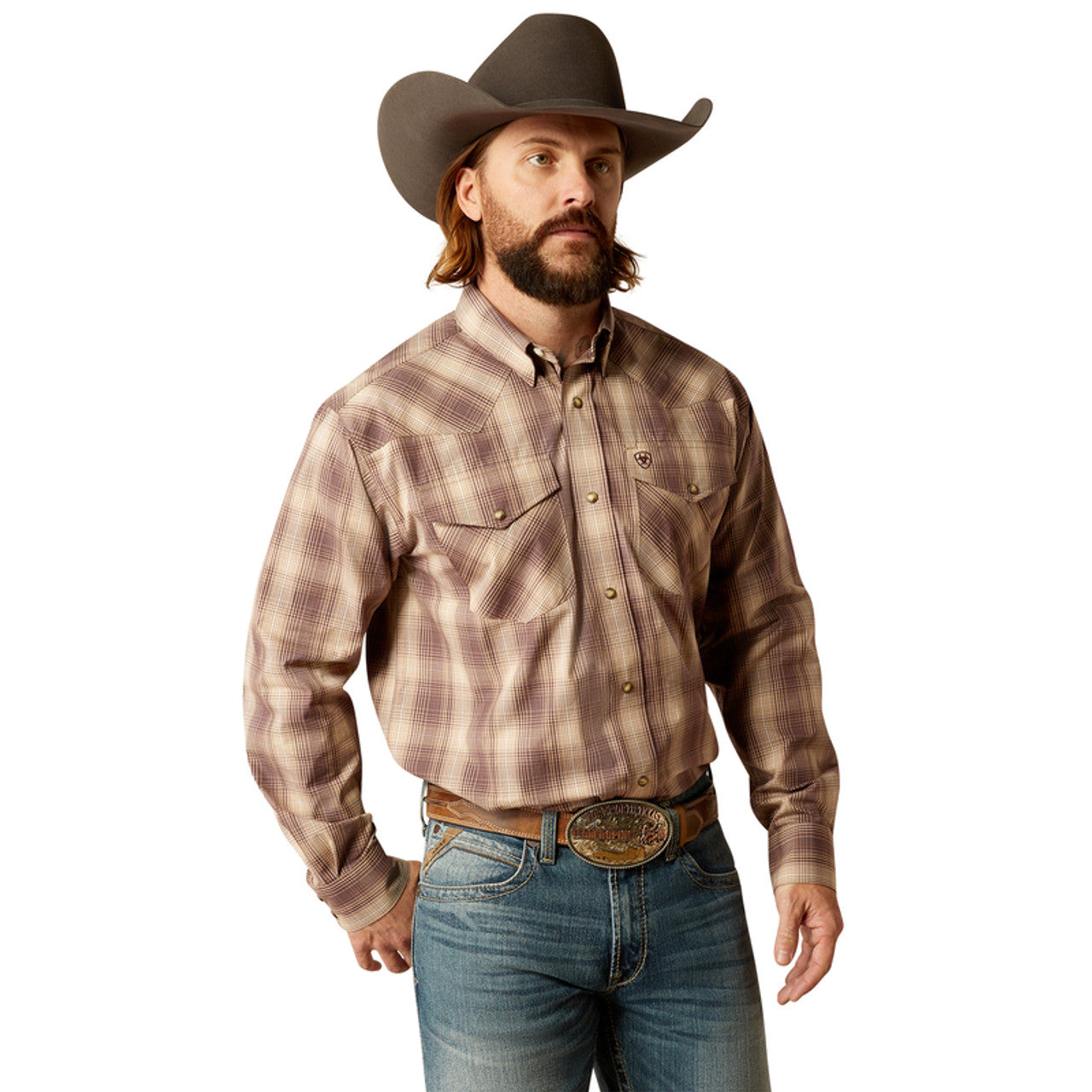 ARIAT PRO REX BROWN  LONG SLEEVE SHIRT