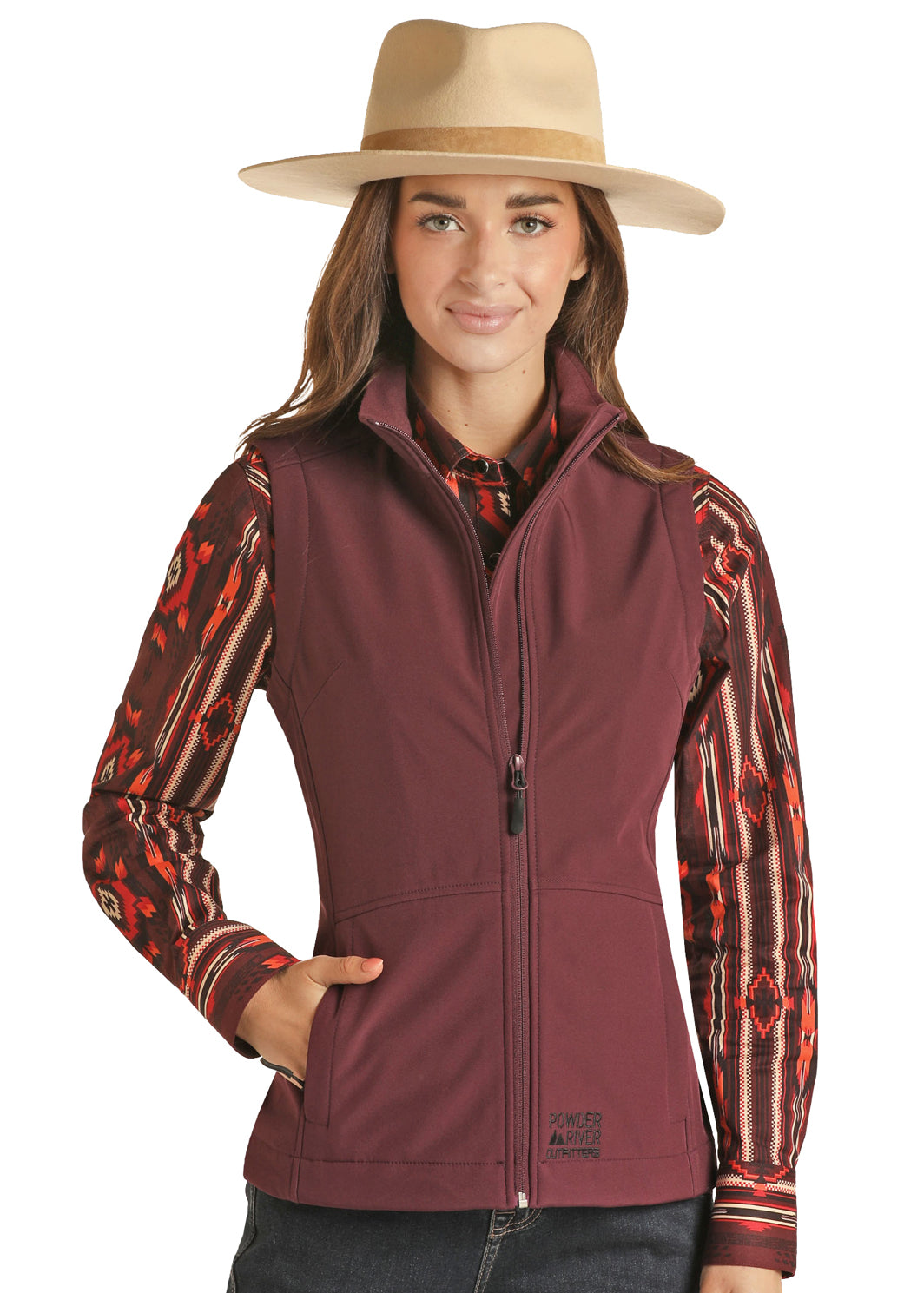 PANHANDLE WOMEN PERFORMANCE SOFTSHELL VEST MAROON-PRWO98RZYC