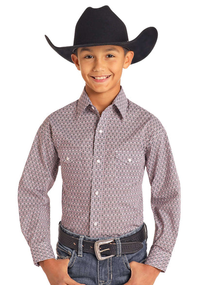 PANHANDLE BOYS MAROON LS 2 PKT SNAP RBN2S04602