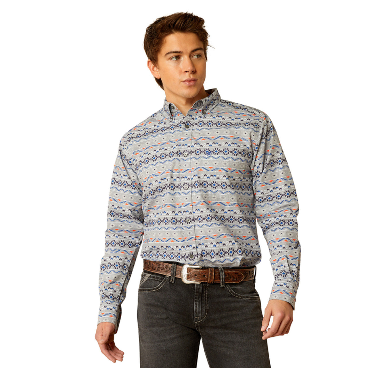 ARIAT FITTED RICHIE GREY LONG SLEEVE SHIRT