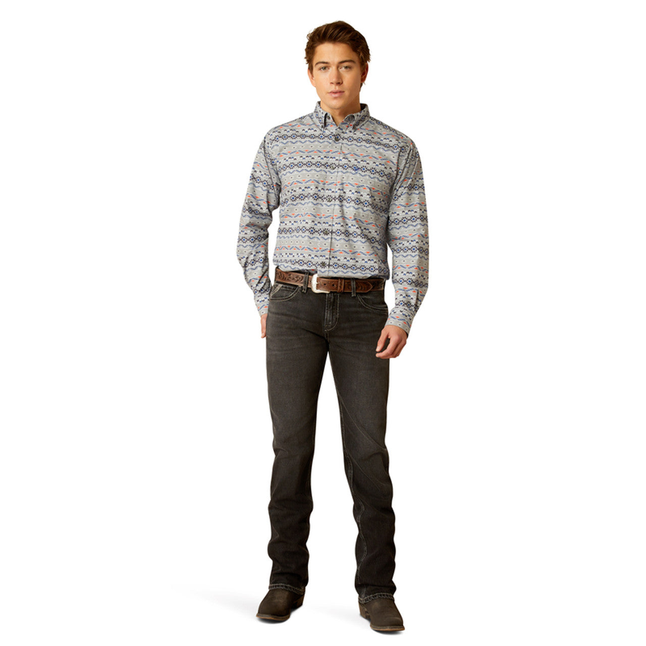 ARIAT FITTED RICHIE GREY LONG SLEEVE SHIRT