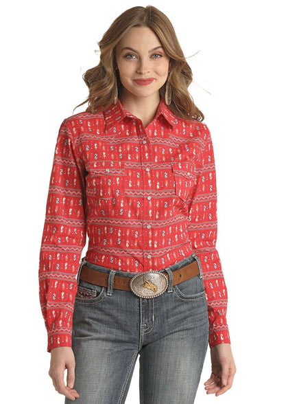 CAMISA ROJA MANGA LARGA ROCK&ROLL PARA MUJER RLWSOSR07Q