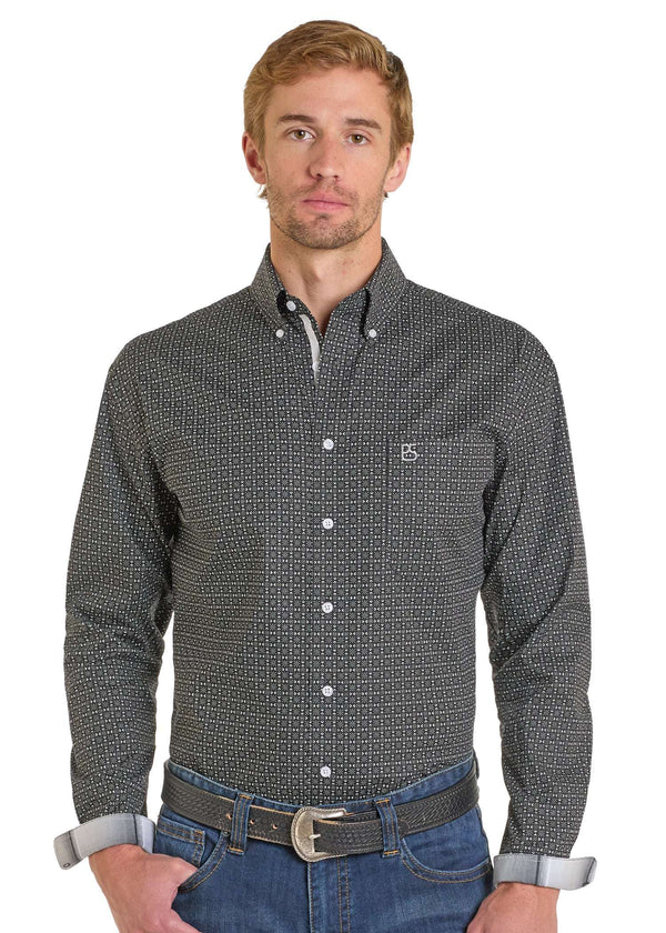 CAMISA DE HOMBRE DE MANGA LARGA CON BOTONES NEGRA PANHANDLE RMB2S06924