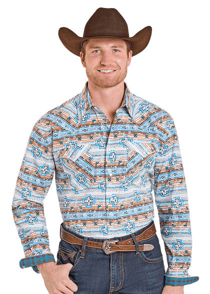 PANHANDLE MEN’S LS 2PKT SNAP PEACOCK  RMN2S07593
