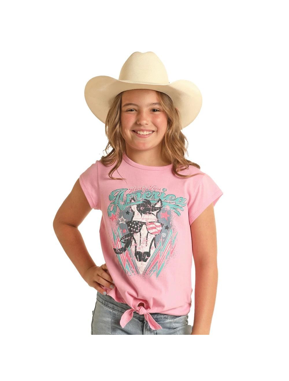 ROCK&ROLL T-SHIRT SLEEVE GIRL’S BABY PINK RRGT21R197