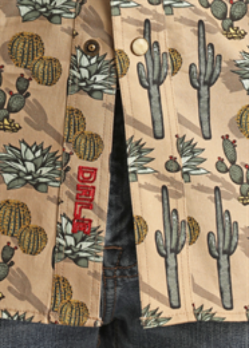 ROCK&ROLL TAN CACTUS PRINT SHORT SLEEVE SHIRT - RRMS1SR0RK
