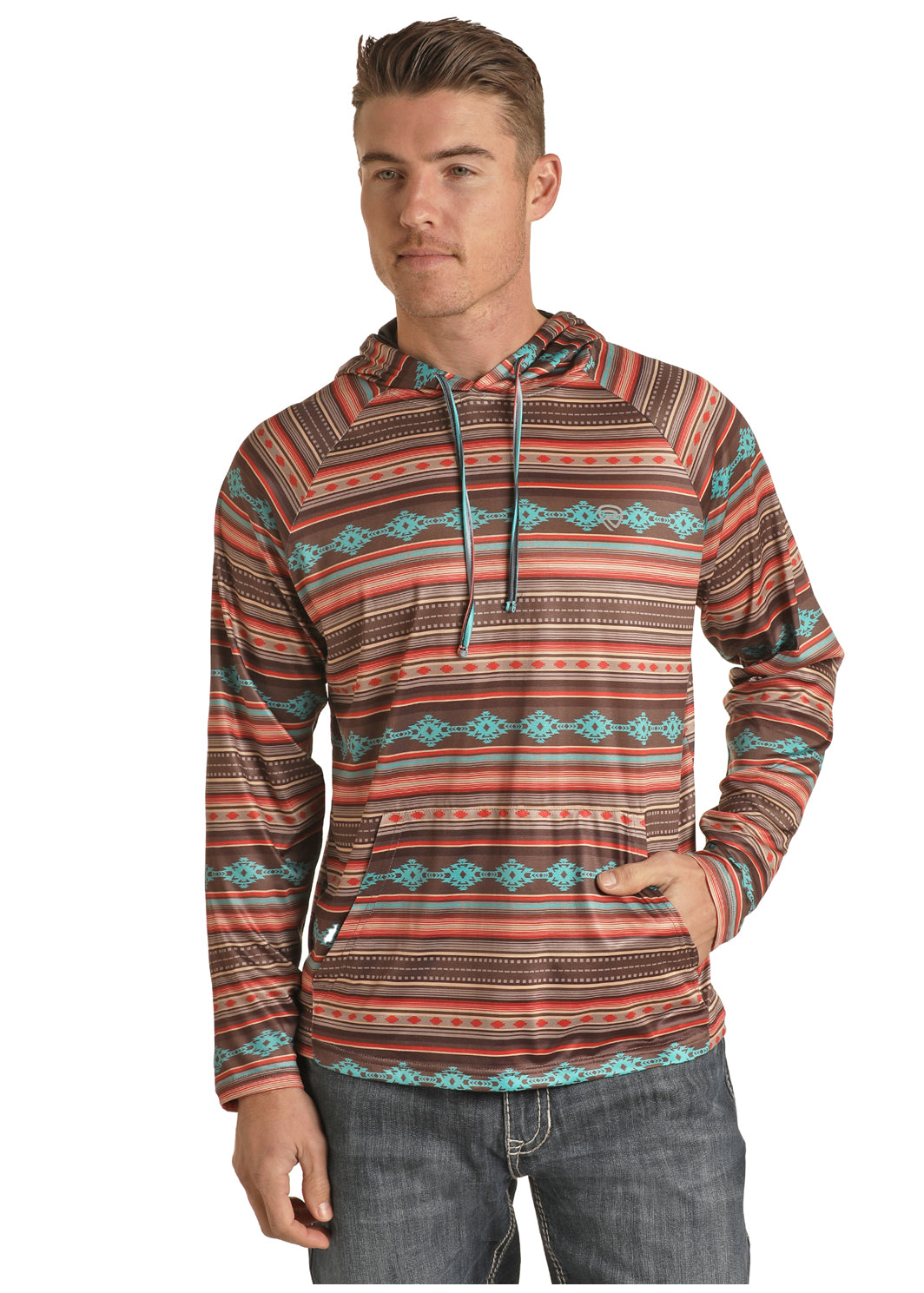 ROCK&ROLL MENSAZTEC PRINT HOODIE DARK BROWN-RRMT94R06J