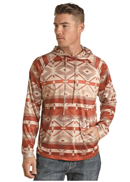 ROCK AND ROLL PARA HOMBRE SUDADERA CON CAPUCHA ESTAMPADO AZTECA MARRÓN GRISÁCEO RRMT94R06K