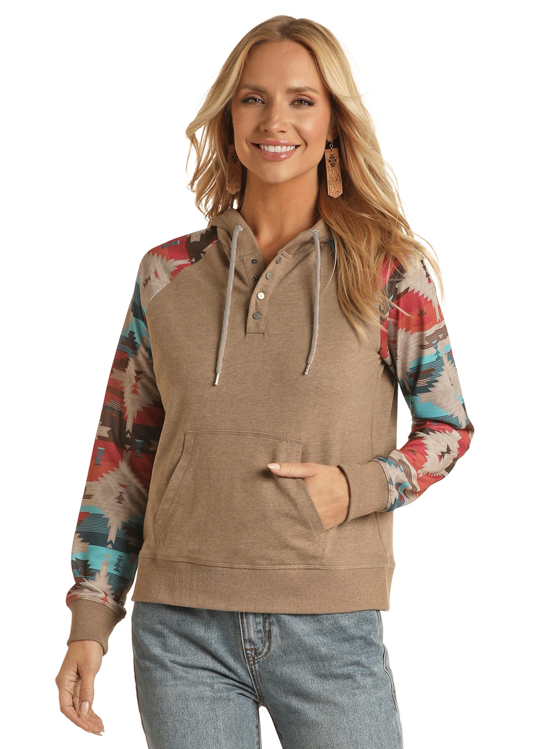 ROCK&ROLL HOODIE WITH PRINTED SLEEVES-RRWT94R04F