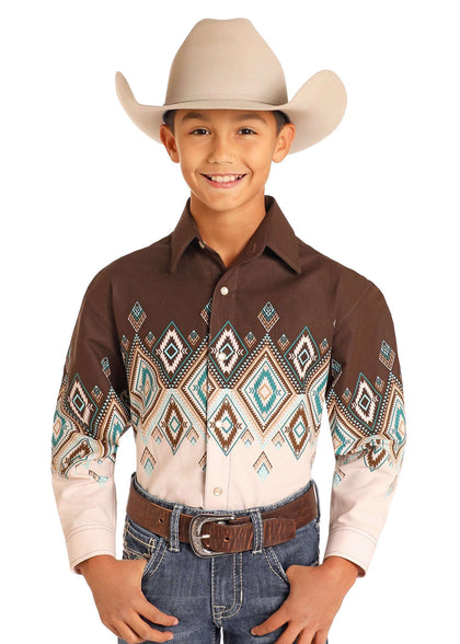 CAMISA AZTECA PANHANDLE MARRÓN OSCURO SBN2S04459