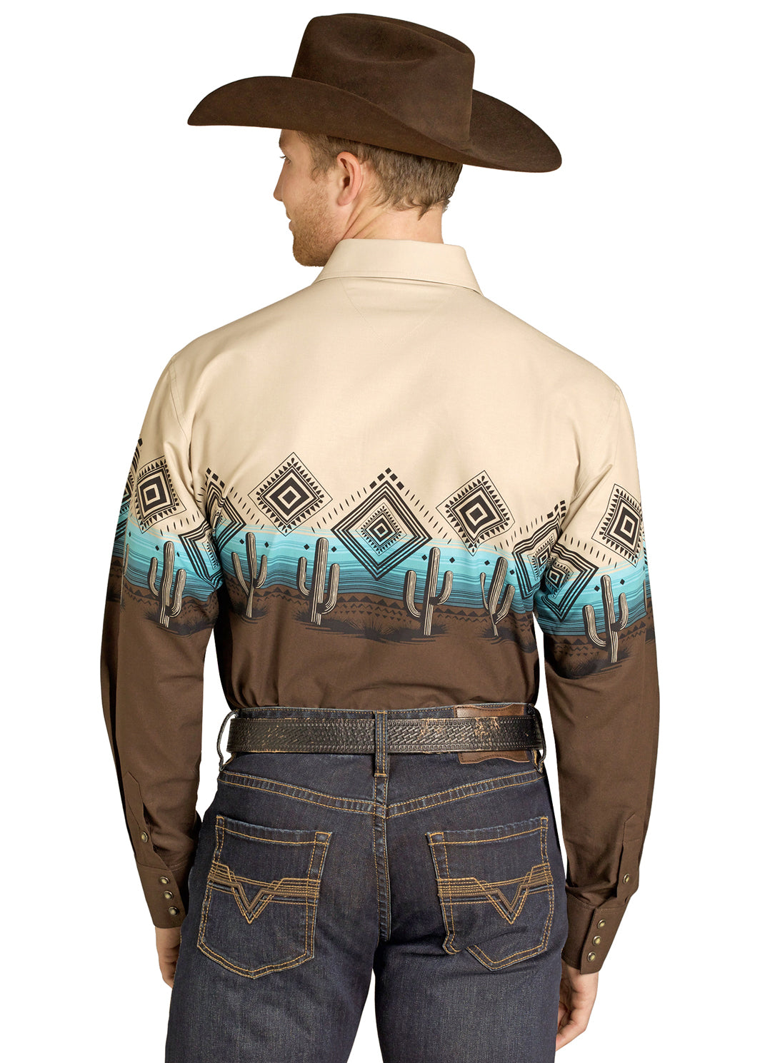 PANHANDLE MEN DARK BROWN LONG SLEEVE SHIRT SMN2S07680