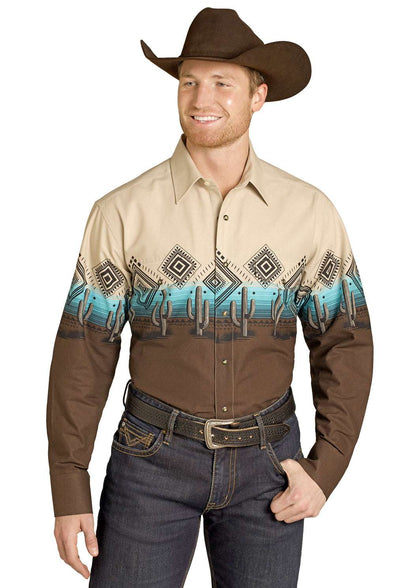 CAMISA DE MANGA LARGA MARRÓN OSCURO PARA HOMBRE PANHANDLE SMN2S07680