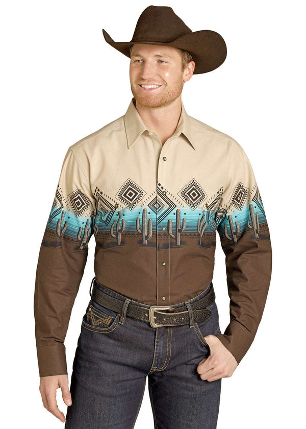 CAMISA DE MANGA LARGA MARRÓN OSCURO PARA HOMBRE PANHANDLE SMN2S07680