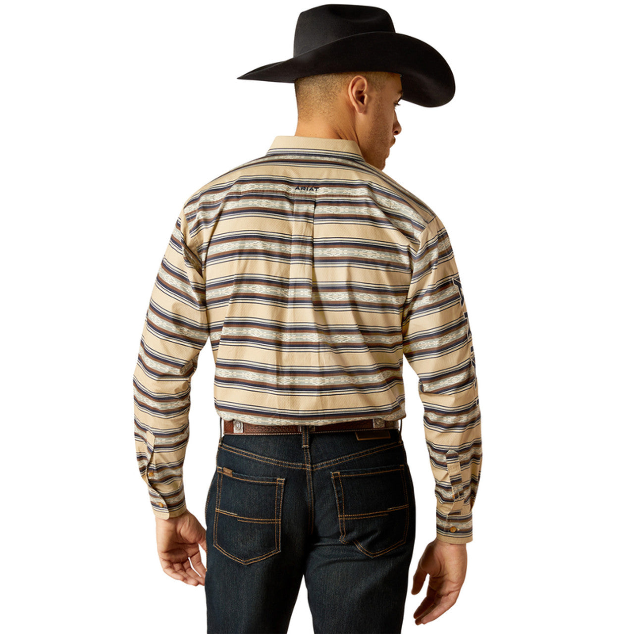 ARIAT CLASSIC KORBYN TAN VAVY BLUE LONG SLEEVE SHIRT