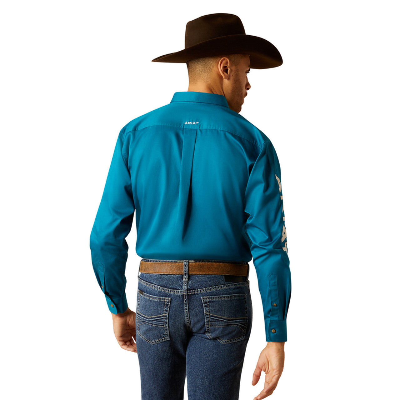 ARIAT CLASIC TEAM LOGO DARK TEAL WHITE LONG SLEEVE SHIRT