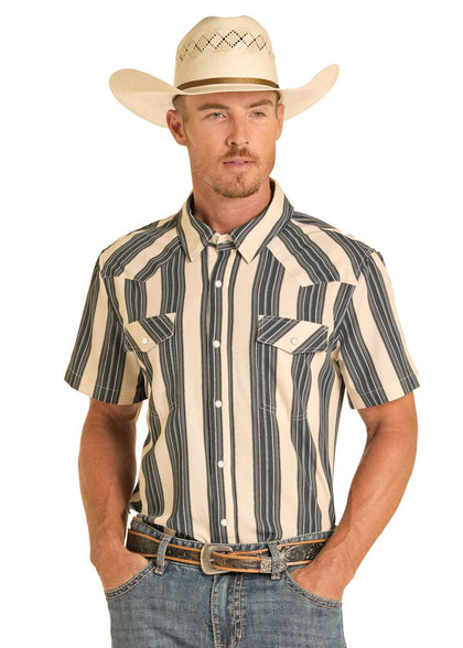 PANHANDLE SHIRT SHORT MENS SS SNAP MV FIT BLACK -TMN3S09011