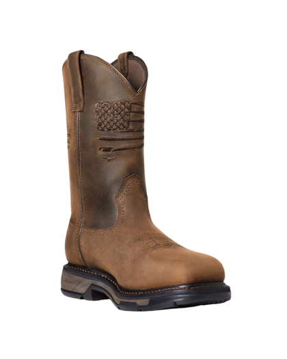BOTA DE TRABAJO PARA HOMBRE ARIAT PATRIOT H2O PUNTA DE CARBONO MARRÓN ENVEJECIDO PUNTA CUADRADA ANCHA IMPERMEABLE 10036002