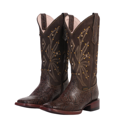 LA HERRADURA WOMEN EMILY CINCELADO/ GAMUZA CAFE SQ TOE