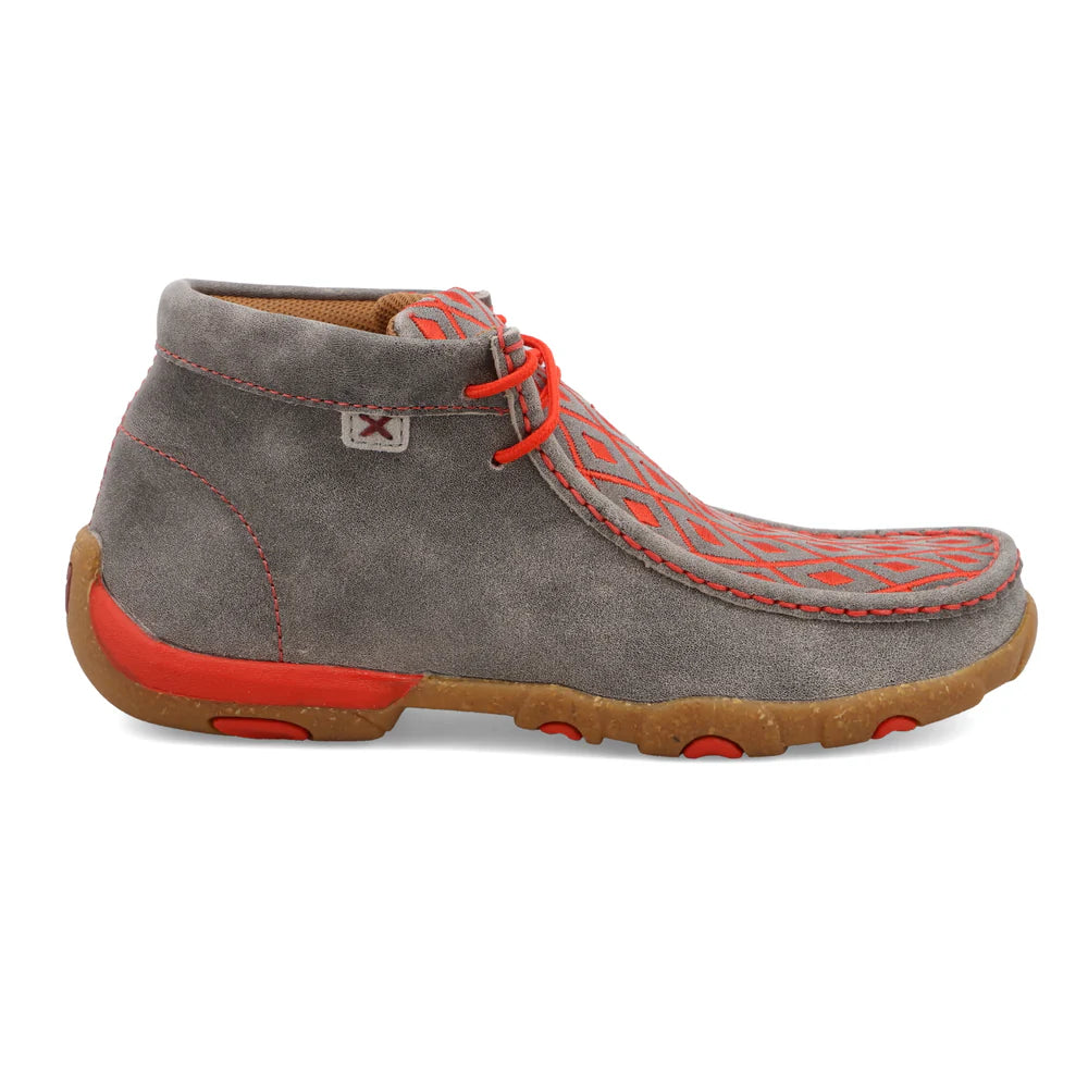 TWISTED X WOMEN CHUKKA DRIVING MOC GREY & GRENADINE CASUAL SHOE-WDM0147