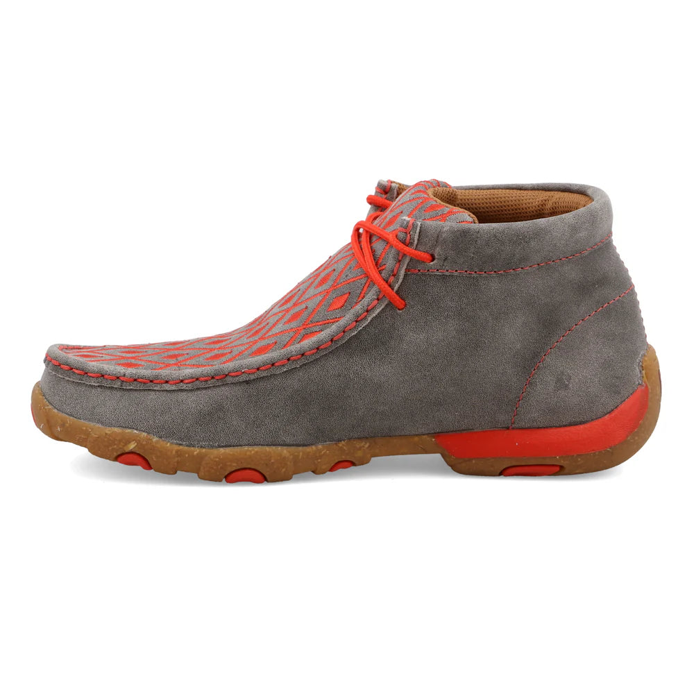 TWISTED X WOMEN CHUKKA DRIVING MOC GREY & GRENADINE CASUAL SHOE-WDM0147