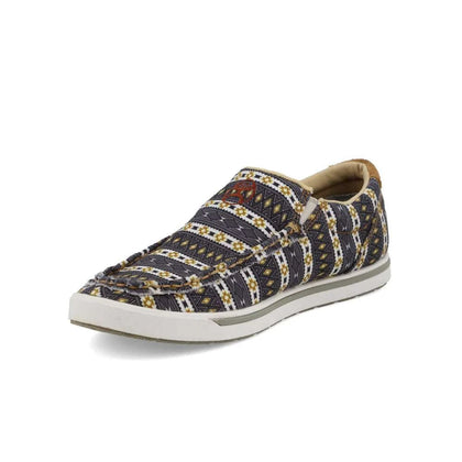TWISTED X WOMEN HOOEY SLIP ON LOPER BLACK & YELLOW MULTI CASUAL SHOE -WHYC024