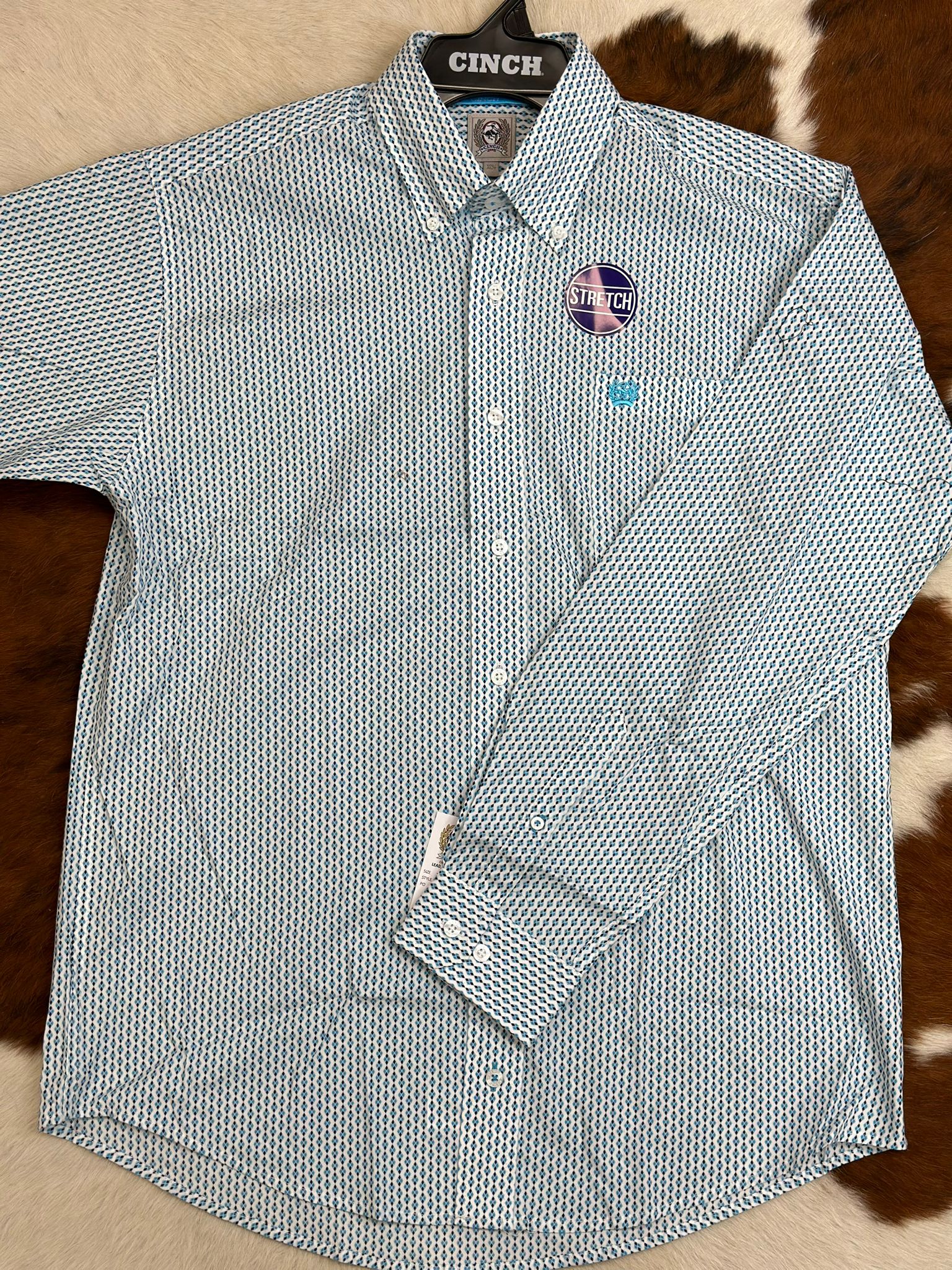 Cinch Blue & White Long Sleeve Button Up