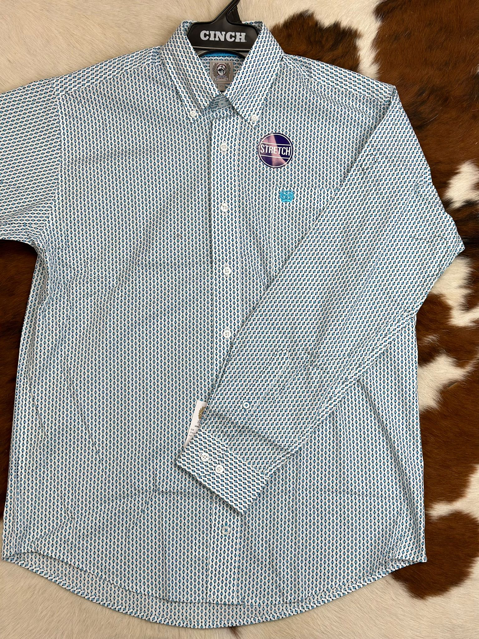 Cinch Blue & White Long Sleeve Button Up