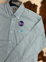 Cinch Blue & White Long Sleeve Button Up