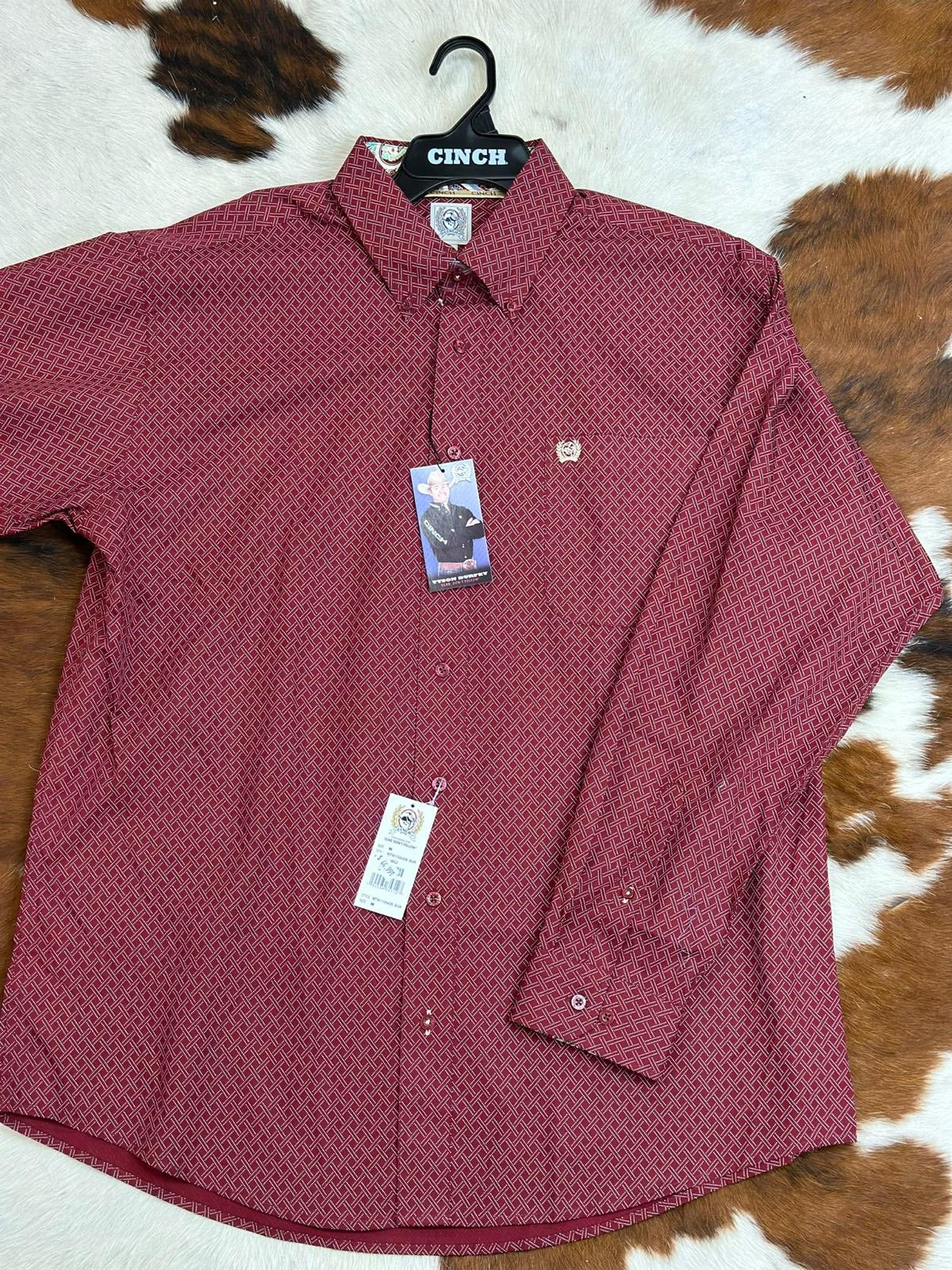 Cinch Burgundy Long Sleeve Button Up