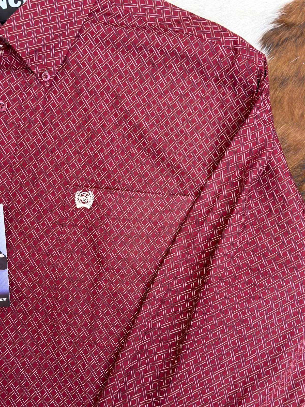 Cinch Burgundy Long Sleeve Button Up