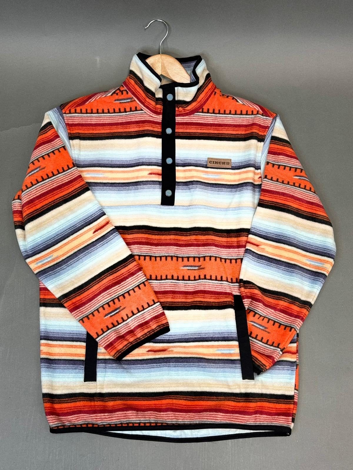 CINCH MENS Orange/Light Blue Aztec Pull Over