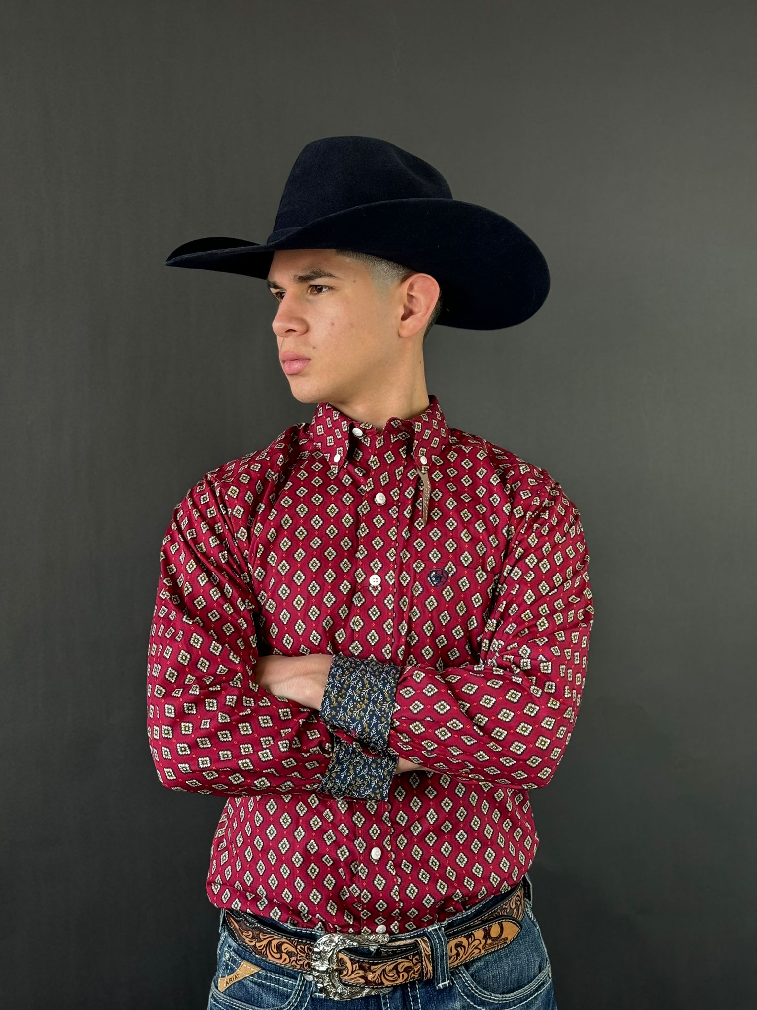 CAMISA ARIAT FITTED KYLER BIKING RED