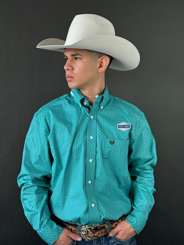 PANHANDLE LONG SLEEVE STRETCH TURQUOISE