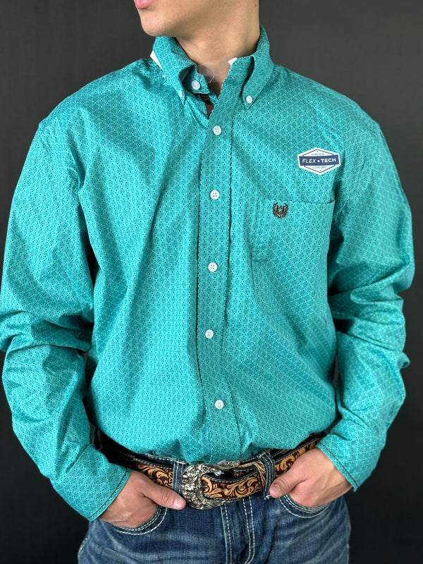 PANHANDLE LONG SLEEVE STRETCH TURQUOISE