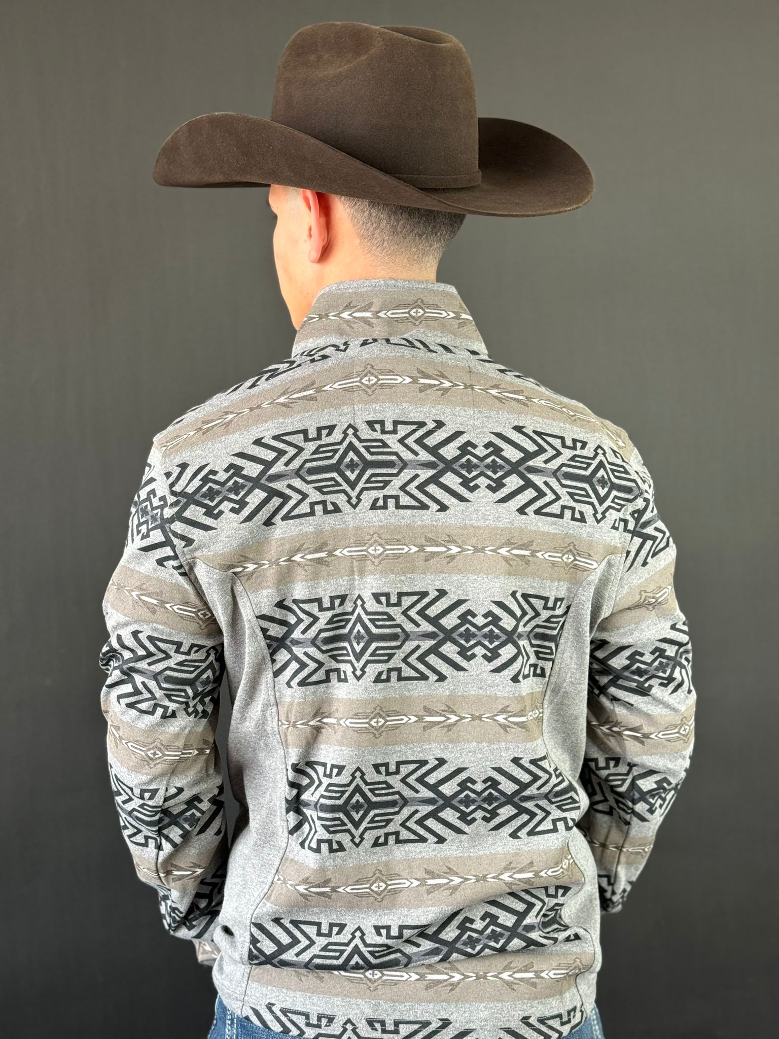 PANHANDLE AZTEC HEATHER HENLEY GREY SWEATSHIRT